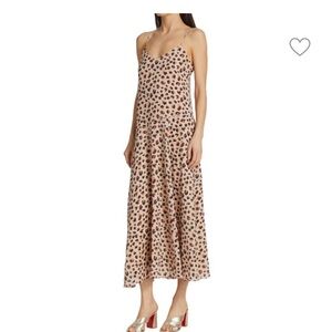 Theory Beige Leopard-Print Slip Midi Dress